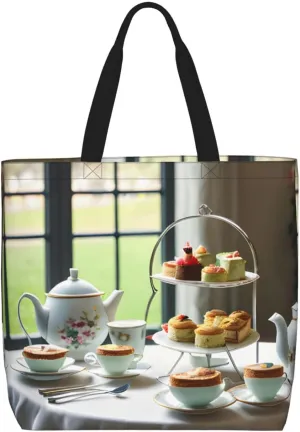 Afternoon Tea Tote Bag For Women, Large Shoulder Bag Top Handle Handbag For Travel, Work