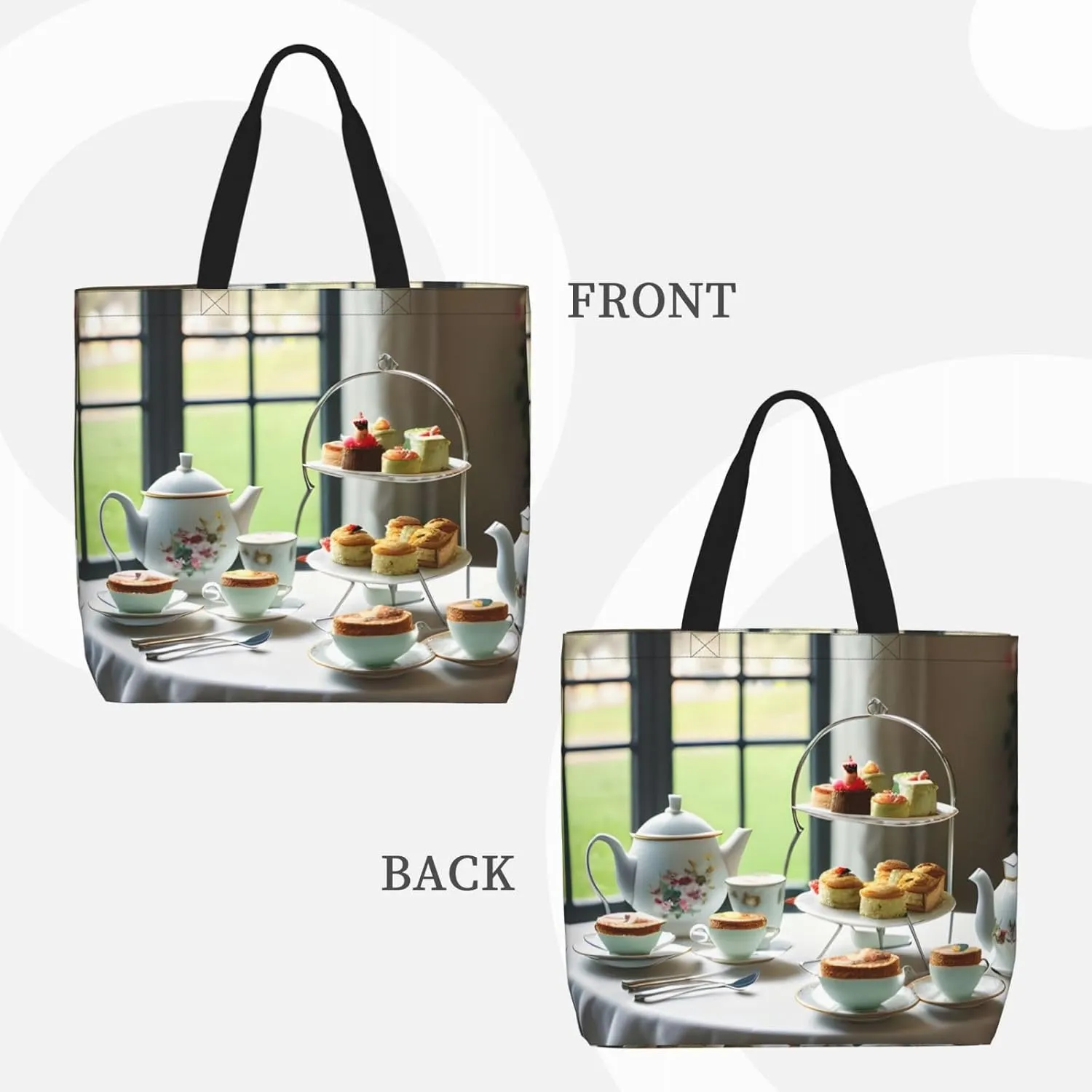 Afternoon Tea Tote Bag For Women, Large Shoulder Bag Top Handle Handbag For Travel, Work