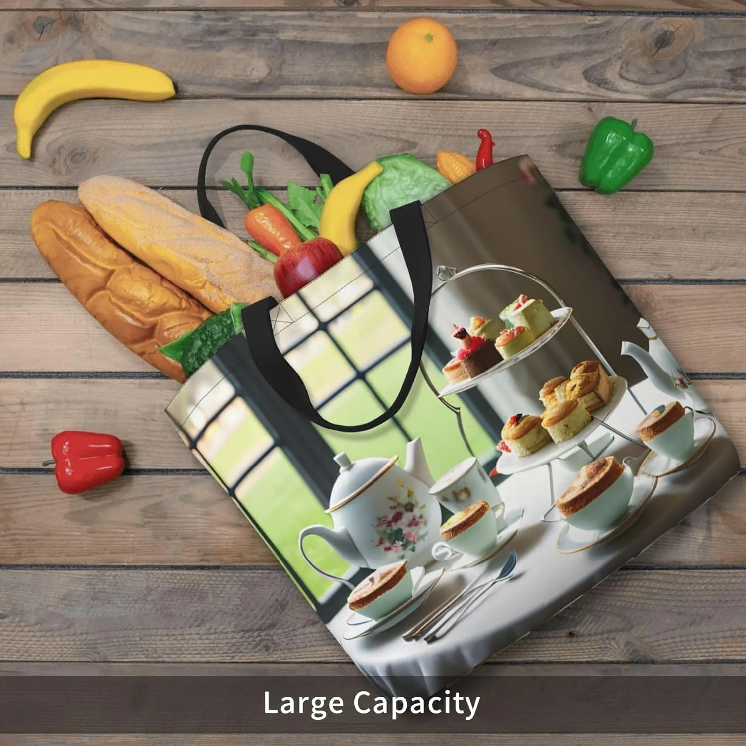 Afternoon Tea Tote Bag For Women, Large Shoulder Bag Top Handle Handbag For Travel, Work