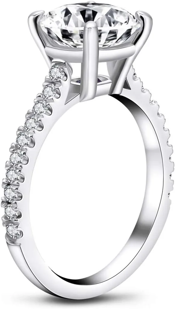 AINUOSHI Engagement Ring for Women, 2-3.5 Carats Round/Emerald/Oval/Square Cushion Cut Cubic Zirconia, 925 Sterling Silver, High Setting Women Wedding Rings, Jewelry Box Packed
