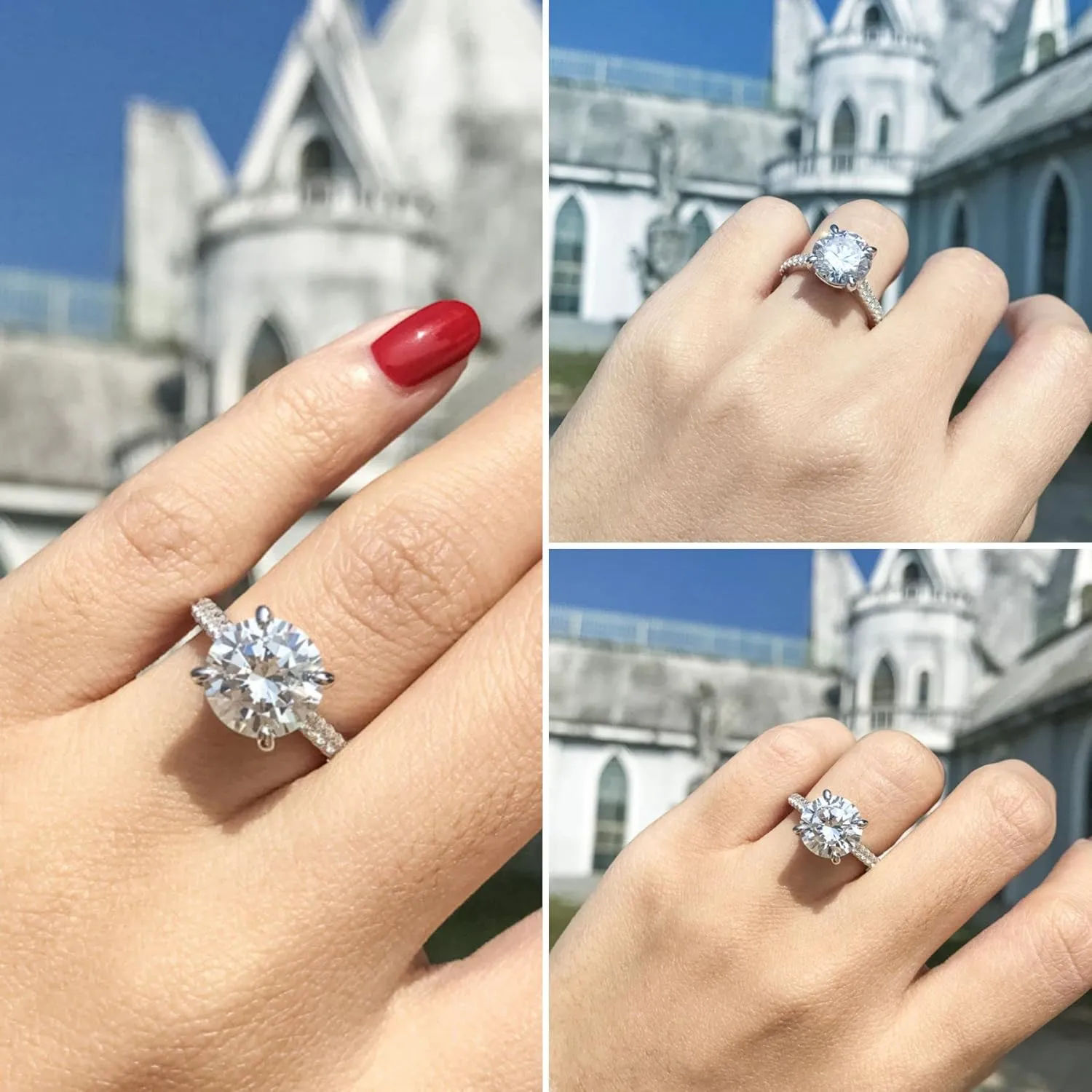 AINUOSHI Engagement Ring for Women, 2-3.5 Carats Round/Emerald/Oval/Square Cushion Cut Cubic Zirconia, 925 Sterling Silver, High Setting Women Wedding Rings, Jewelry Box Packed
