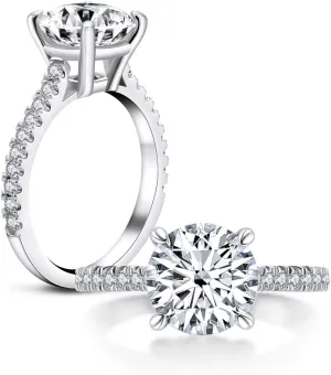 AINUOSHI Engagement Ring for Women, 2-3.5 Carats Round/Emerald/Oval/Square Cushion Cut Cubic Zirconia, 925 Sterling Silver, High Setting Women Wedding Rings, Jewelry Box Packed