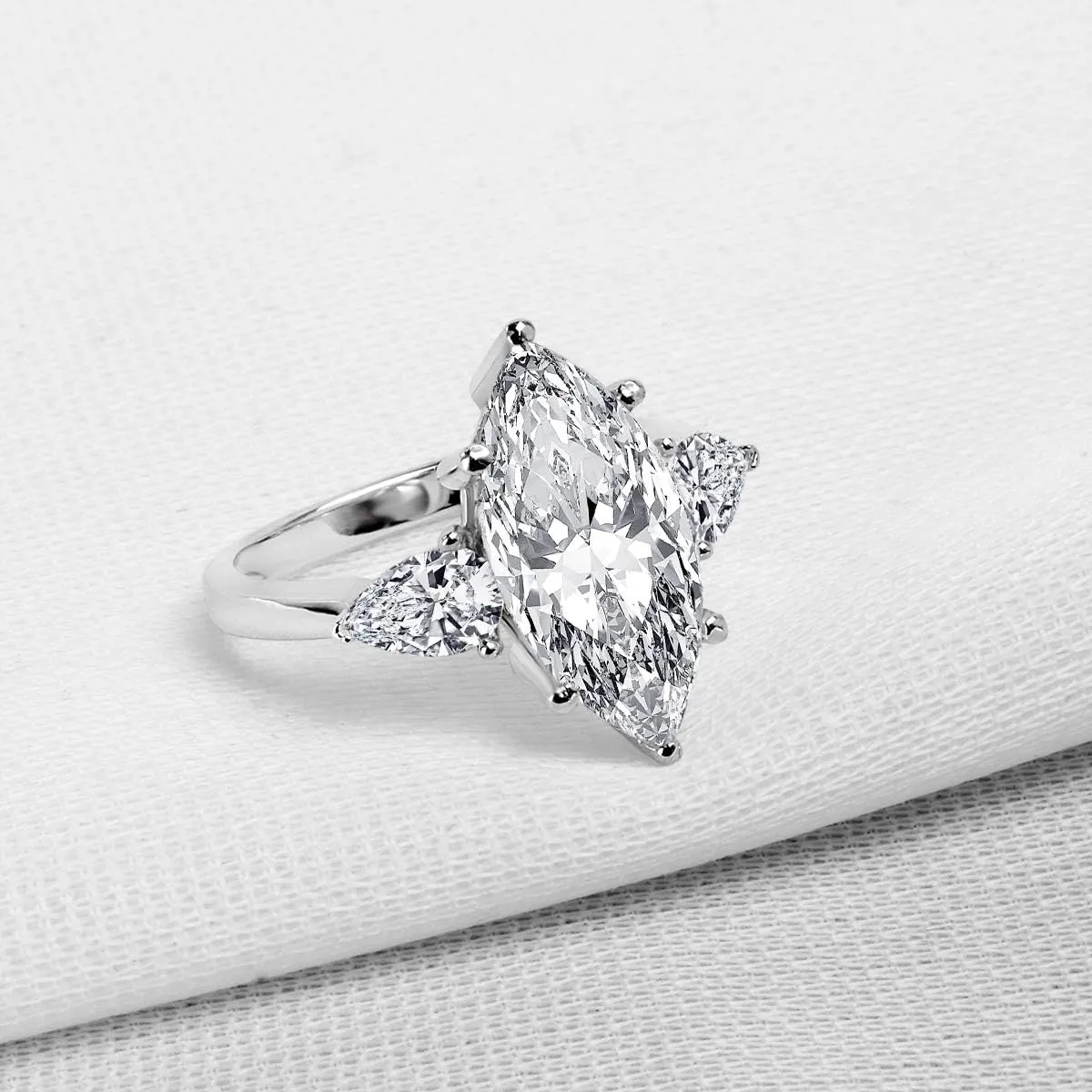 AINUOSHI Eternity Ring, 4.5-6 Carats Cushion/Heart/Oval/Pear/Round/Marquise Cut, 925 Sterling Silver, Sona Diamond Cubic Zirconia CZ 3-Stone, Engagement Wedding Ring, Jewelry Box Packed