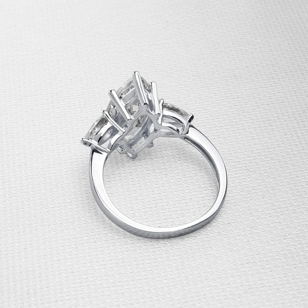 AINUOSHI Eternity Ring, 4.5-6 Carats Cushion/Heart/Oval/Pear/Round/Marquise Cut, 925 Sterling Silver, Sona Diamond Cubic Zirconia CZ 3-Stone, Engagement Wedding Ring, Jewelry Box Packed