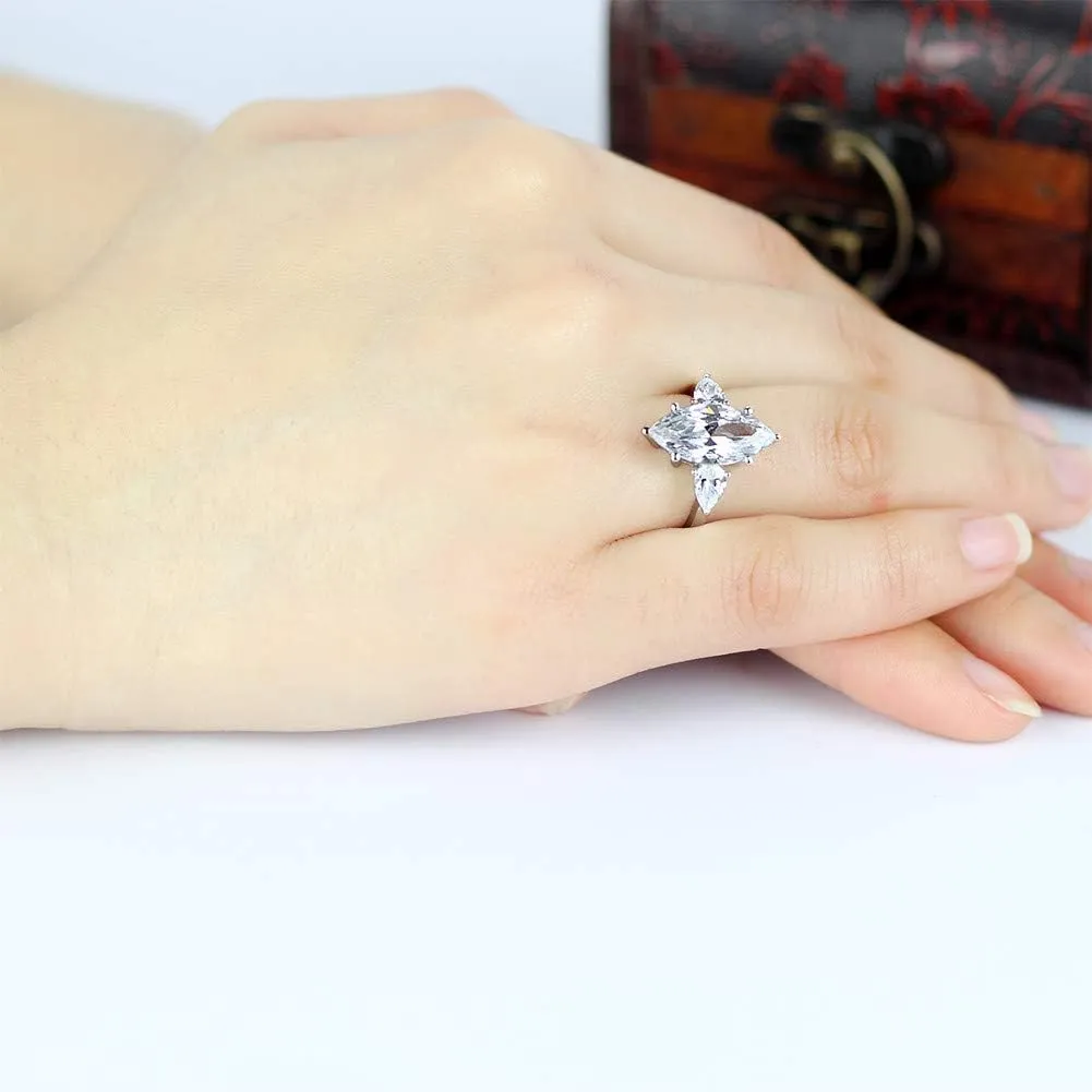 AINUOSHI Eternity Ring, 4.5-6 Carats Cushion/Heart/Oval/Pear/Round/Marquise Cut, 925 Sterling Silver, Sona Diamond Cubic Zirconia CZ 3-Stone, Engagement Wedding Ring, Jewelry Box Packed
