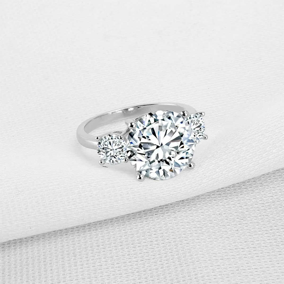 AINUOSHI Eternity Ring, 4.5-6 Carats Cushion/Heart/Oval/Pear/Round/Marquise Cut, 925 Sterling Silver, Sona Diamond Cubic Zirconia CZ 3-Stone, Engagement Wedding Ring, Jewelry Box Packed