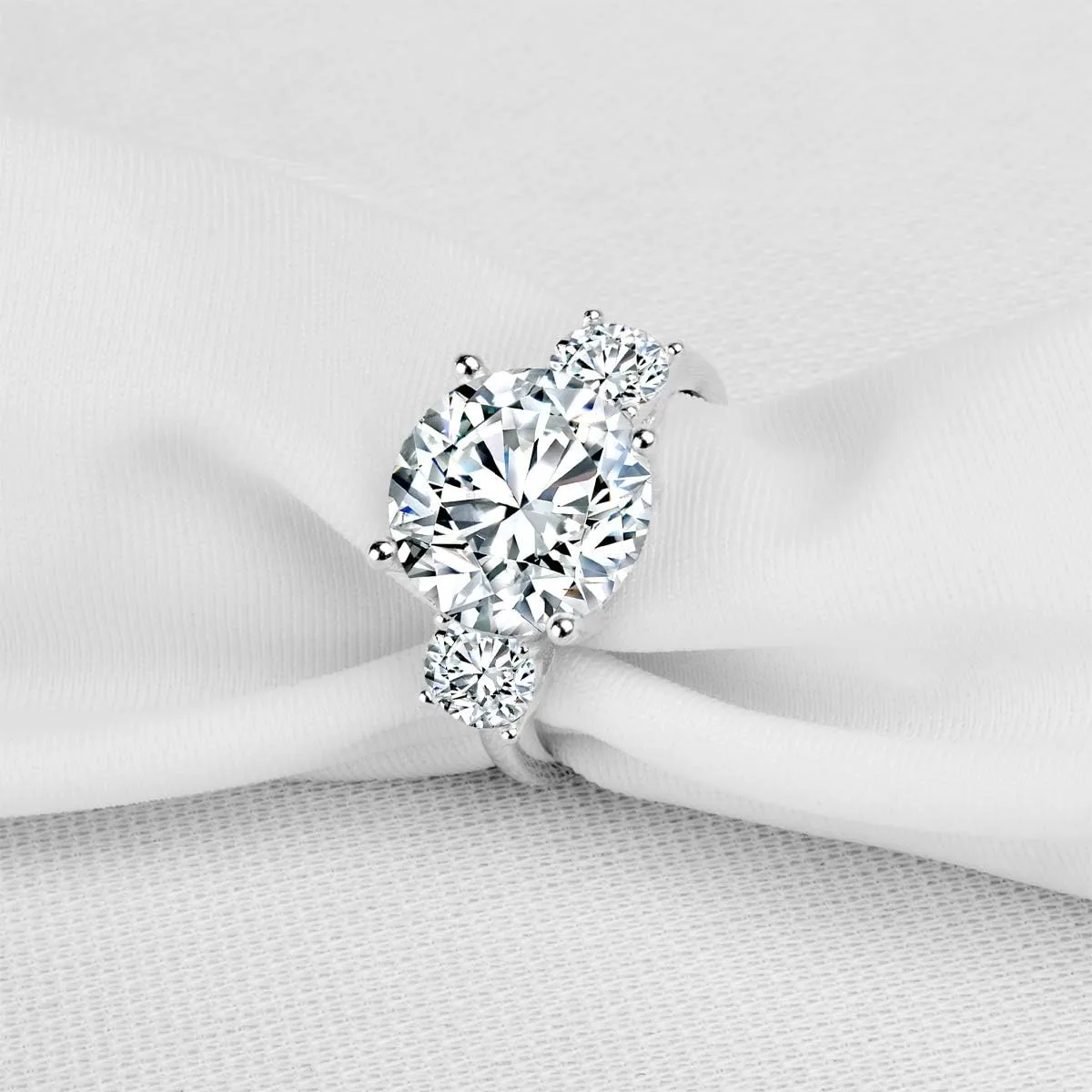 AINUOSHI Eternity Ring, 4.5-6 Carats Cushion/Heart/Oval/Pear/Round/Marquise Cut, 925 Sterling Silver, Sona Diamond Cubic Zirconia CZ 3-Stone, Engagement Wedding Ring, Jewelry Box Packed