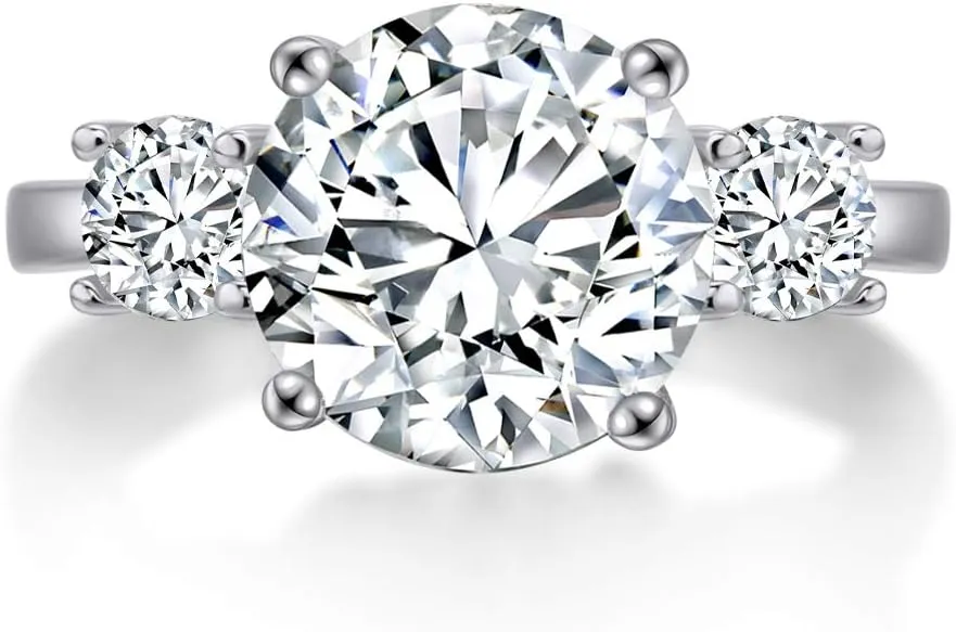 AINUOSHI Eternity Ring, 4.5-6 Carats Cushion/Heart/Oval/Pear/Round/Marquise Cut, 925 Sterling Silver, Sona Diamond Cubic Zirconia CZ 3-Stone, Engagement Wedding Ring, Jewelry Box Packed