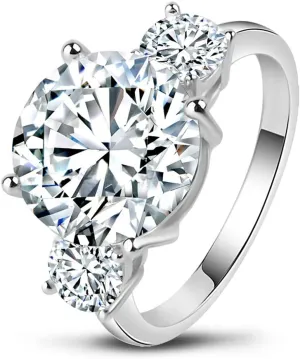 AINUOSHI Eternity Ring, 4.5-6 Carats Cushion/Heart/Oval/Pear/Round/Marquise Cut, 925 Sterling Silver, Sona Diamond Cubic Zirconia CZ 3-Stone, Engagement Wedding Ring, Jewelry Box Packed