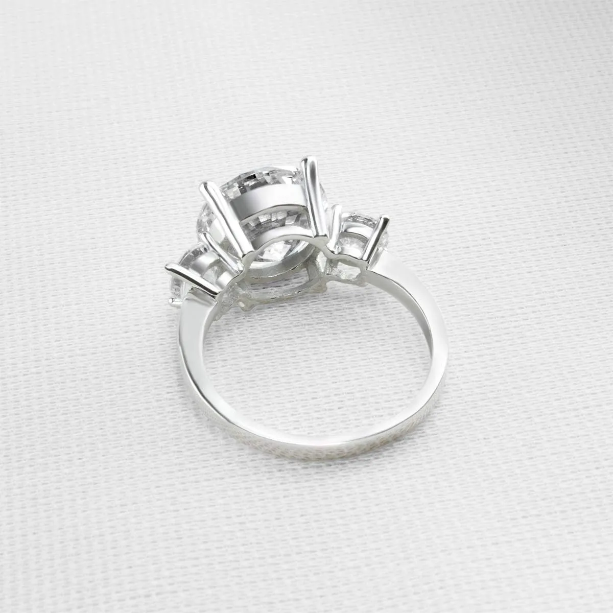 AINUOSHI Eternity Ring, 4.5-6 Carats Cushion/Heart/Oval/Pear/Round/Marquise Cut, 925 Sterling Silver, Sona Diamond Cubic Zirconia CZ 3-Stone, Engagement Wedding Ring, Jewelry Box Packed