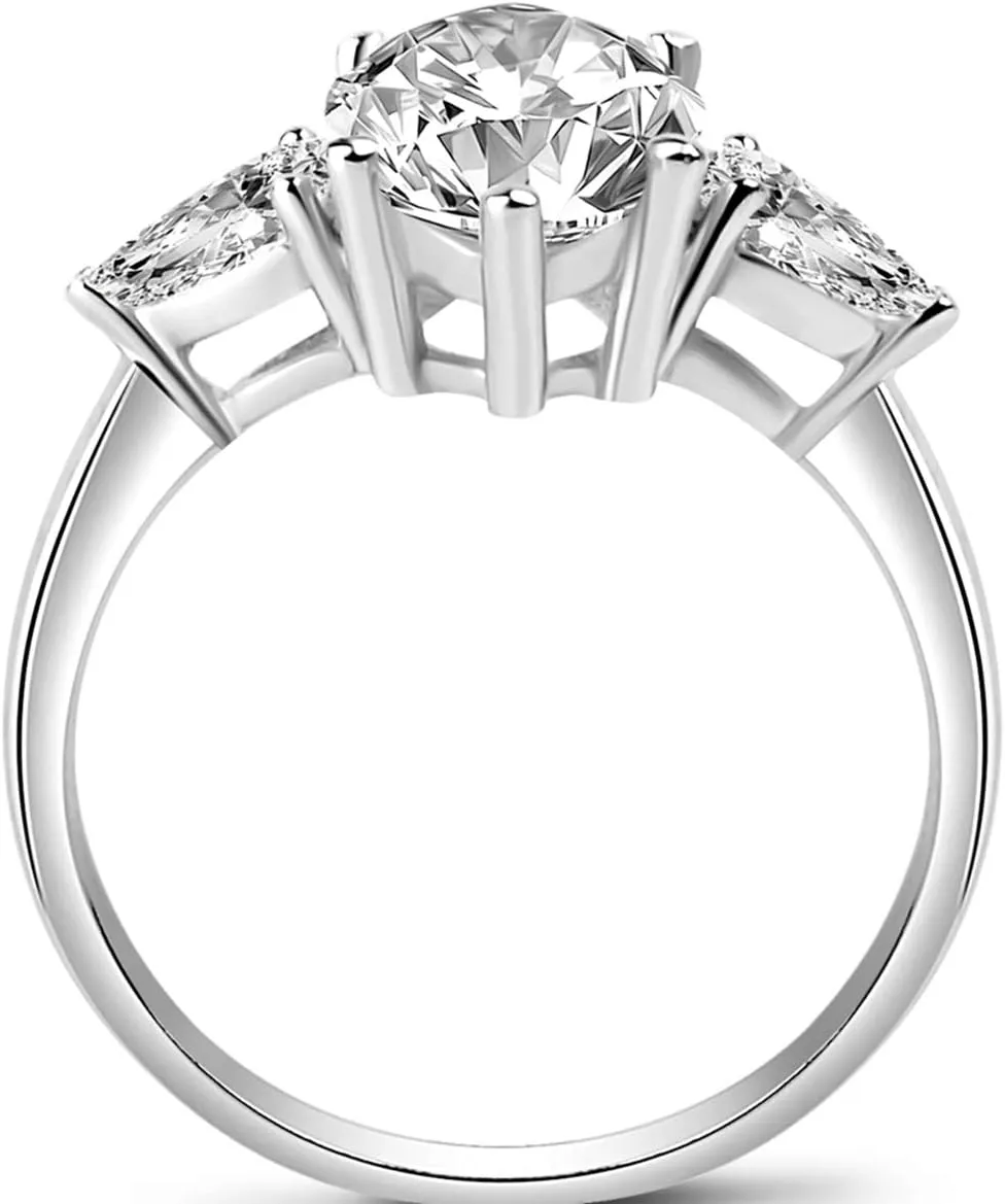 AINUOSHI Eternity Ring, 4.5-6 Carats Cushion/Heart/Oval/Pear/Round/Marquise Cut, 925 Sterling Silver, Sona Diamond Cubic Zirconia CZ 3-Stone, Engagement Wedding Ring, Jewelry Box Packed