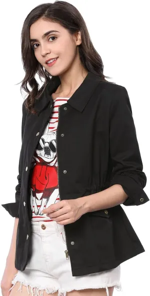 Allegra K Women's Utility Jackets Drawstring Waist 2025 Spring Flap Pockets Lightweight Jacket