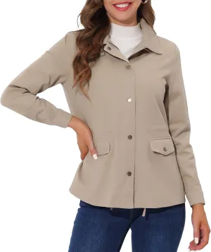 Allegra K Women's Utility Jackets Drawstring Waist 2025 Spring Flap Pockets Lightweight Jacket
