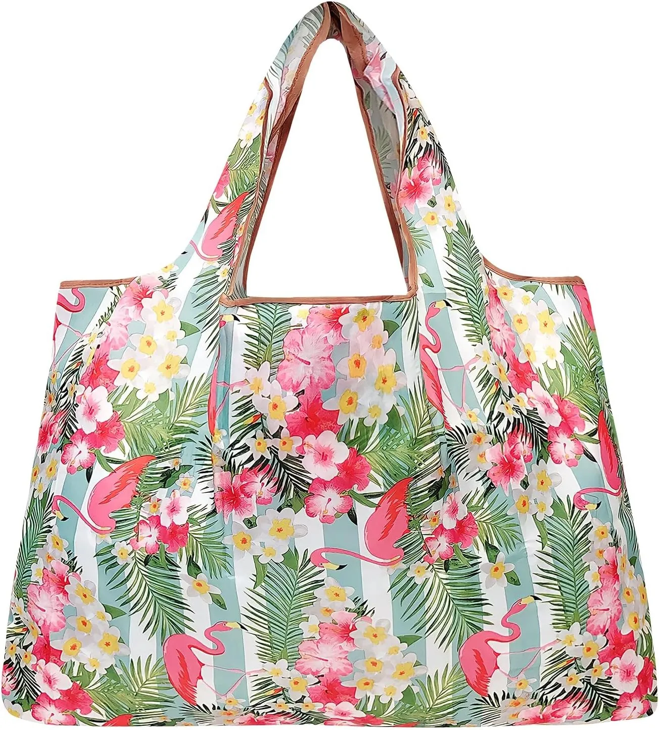 allydrew Large Foldable Tote Nylon Reusable Grocery Bags, 6 Pack