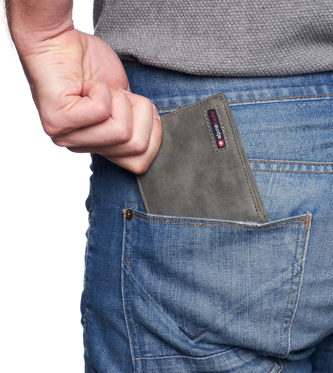 Alpine Swiss Mens Wallet for Men | RFID Protected Leather Mens Wallet | Spencer Bifold with Divided Bill Section | Gift Box | 2 ID Windows | 14 Card & Storage Pockets for Organization