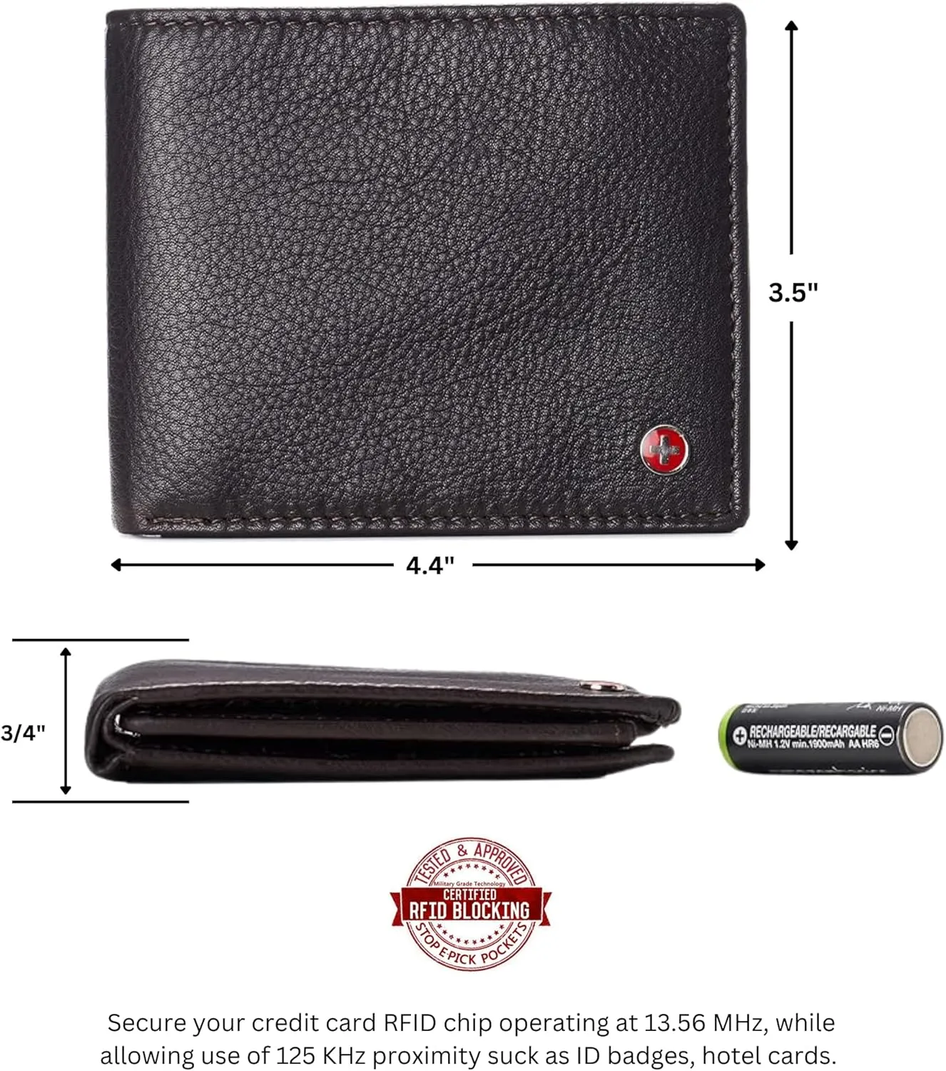 Alpine Swiss Mens Wallet for Men | RFID Protected Leather Mens Wallet | Spencer Bifold with Divided Bill Section | Gift Box | 2 ID Windows | 14 Card & Storage Pockets for Organization