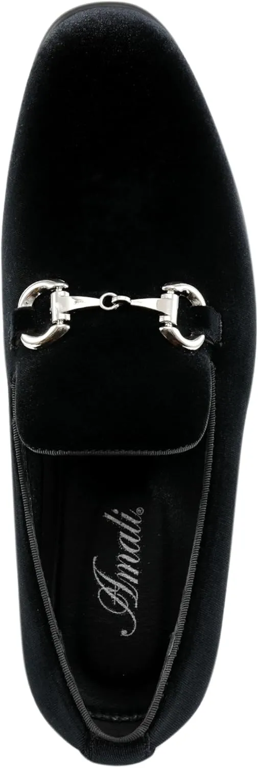 Amali Bradford - Microfiber Men's Slip-On Loafer with Gold Metal Bit - Smoking Slip On Dress Shoes for Men - Microfiber Formal Loafers for Men