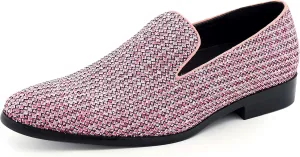 Amali Devy, Men's Dress Loafers, Slip-On Tuxedo Shoes for Men, Velvet Embellished Loafer Slippers