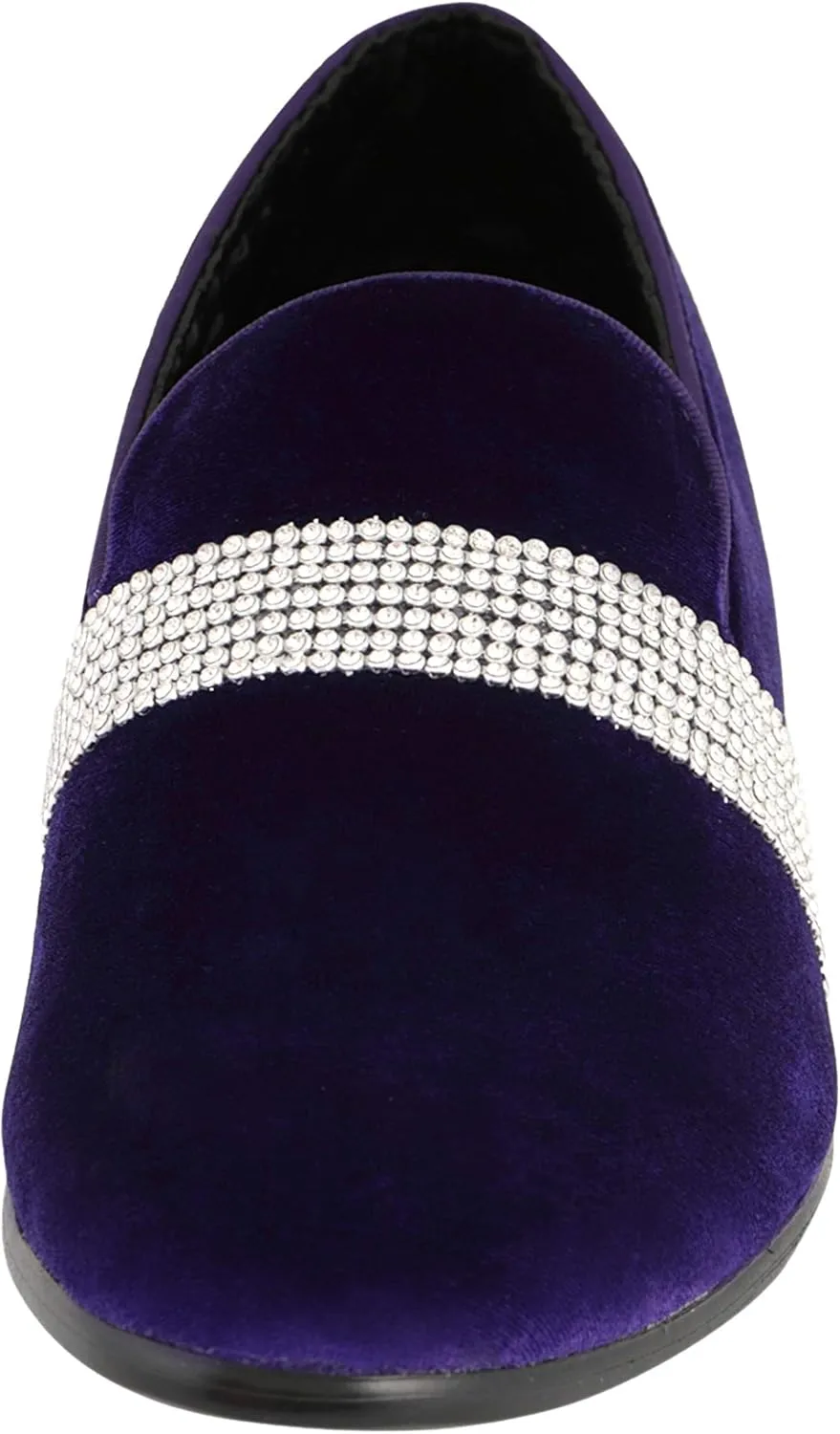 Amali The Original Men's Velvet Smoking Slipper with Rhinestone Embellished Strap Dress Shoe, Style Monarch
