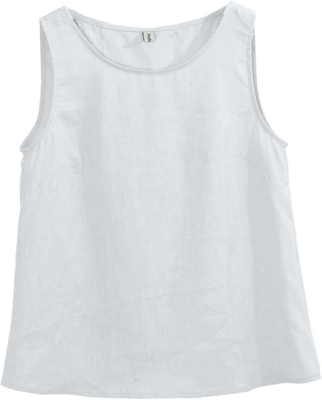 Amazhiyu Natural Linen Sleeveless Tank Tops Basic Summer Casual Crewneck Blouse