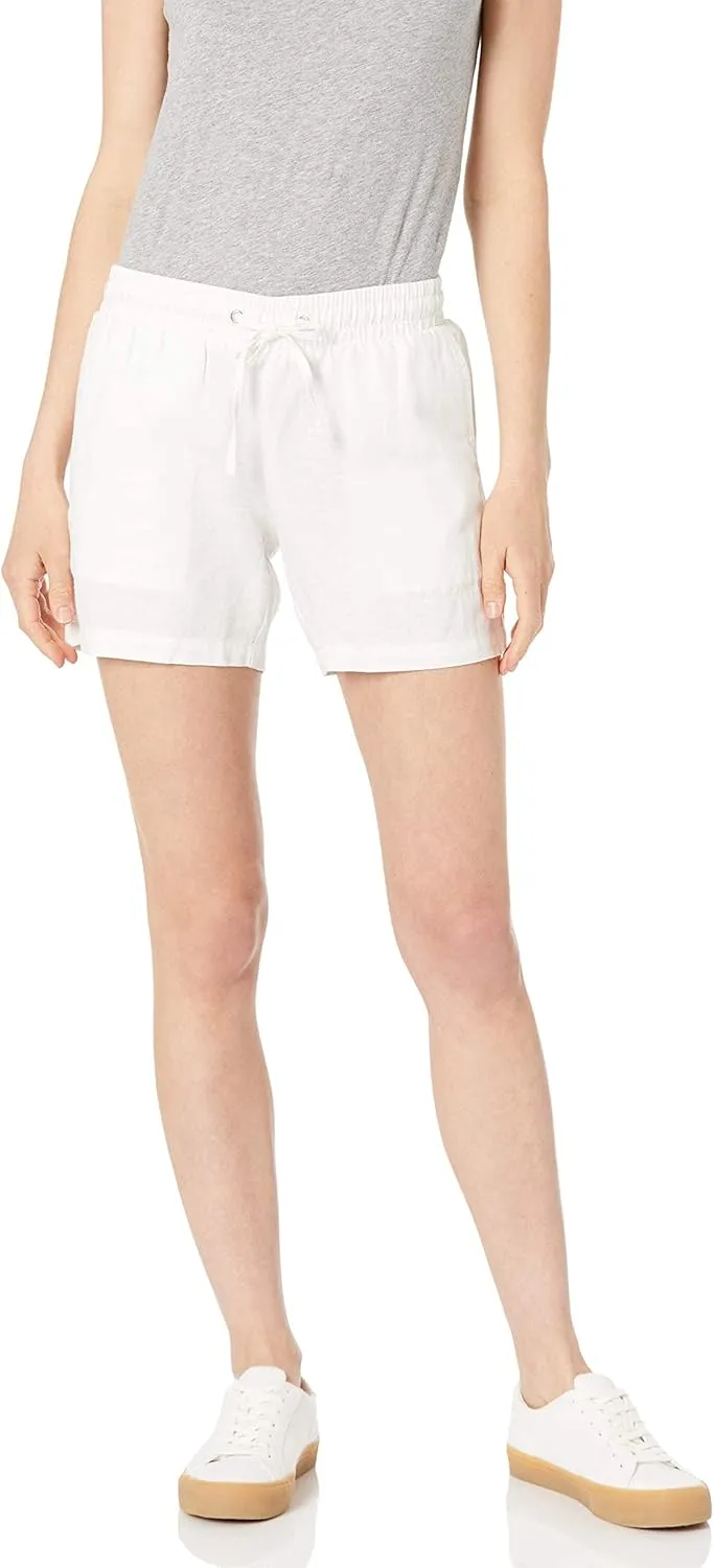 Amazon Essentials Women's 5" Inseam Drawstring Linen Blend Short (Available in Plus Size)