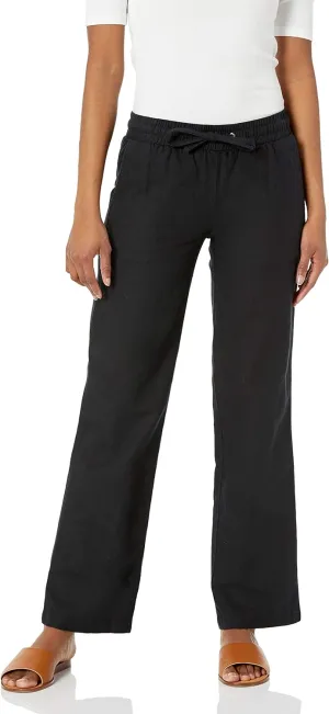 Amazon Essentials Women's Linen Blend Drawstring Relaxed Fit Wide Leg Pant (Available in Plus Size)