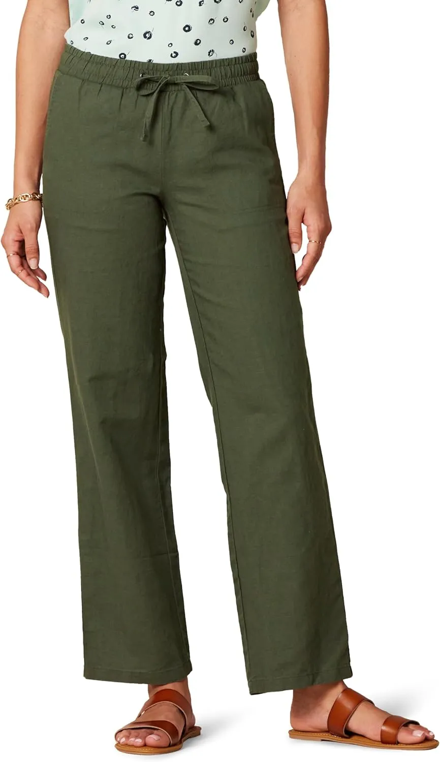 Amazon Essentials Women's Linen Blend Drawstring Relaxed Fit Wide Leg Pant (Available in Plus Size)