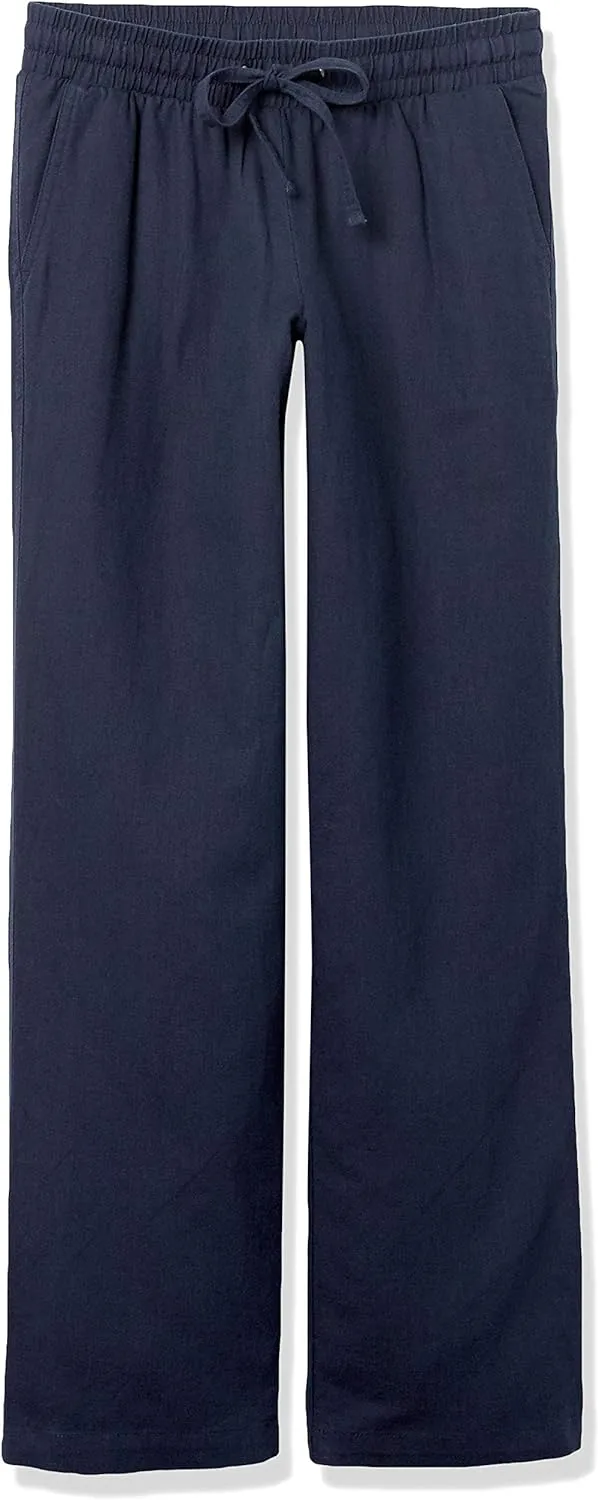 Amazon Essentials Women's Linen Blend Drawstring Relaxed Fit Wide Leg Pant (Available in Plus Size)