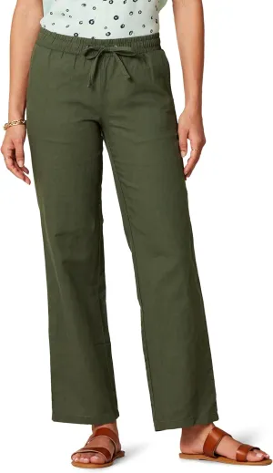 Amazon Essentials Women's Linen Blend Drawstring Relaxed Fit Wide Leg Pant (Available in Plus Size)