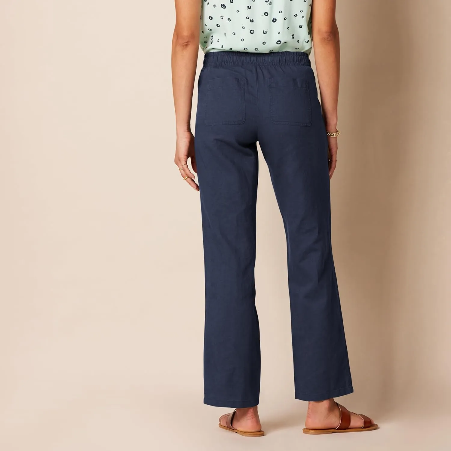 Amazon Essentials Women's Linen Blend Drawstring Relaxed Fit Wide Leg Pant (Available in Plus Size)