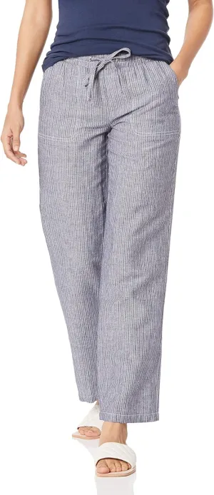 Amazon Essentials Women's Linen Blend Drawstring Relaxed Fit Wide Leg Pant (Available in Plus Size)