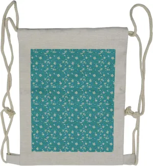 Ambesonne Floral Drawstring Backpack, Swirled Stalks Foliage, Sackpack Bag
