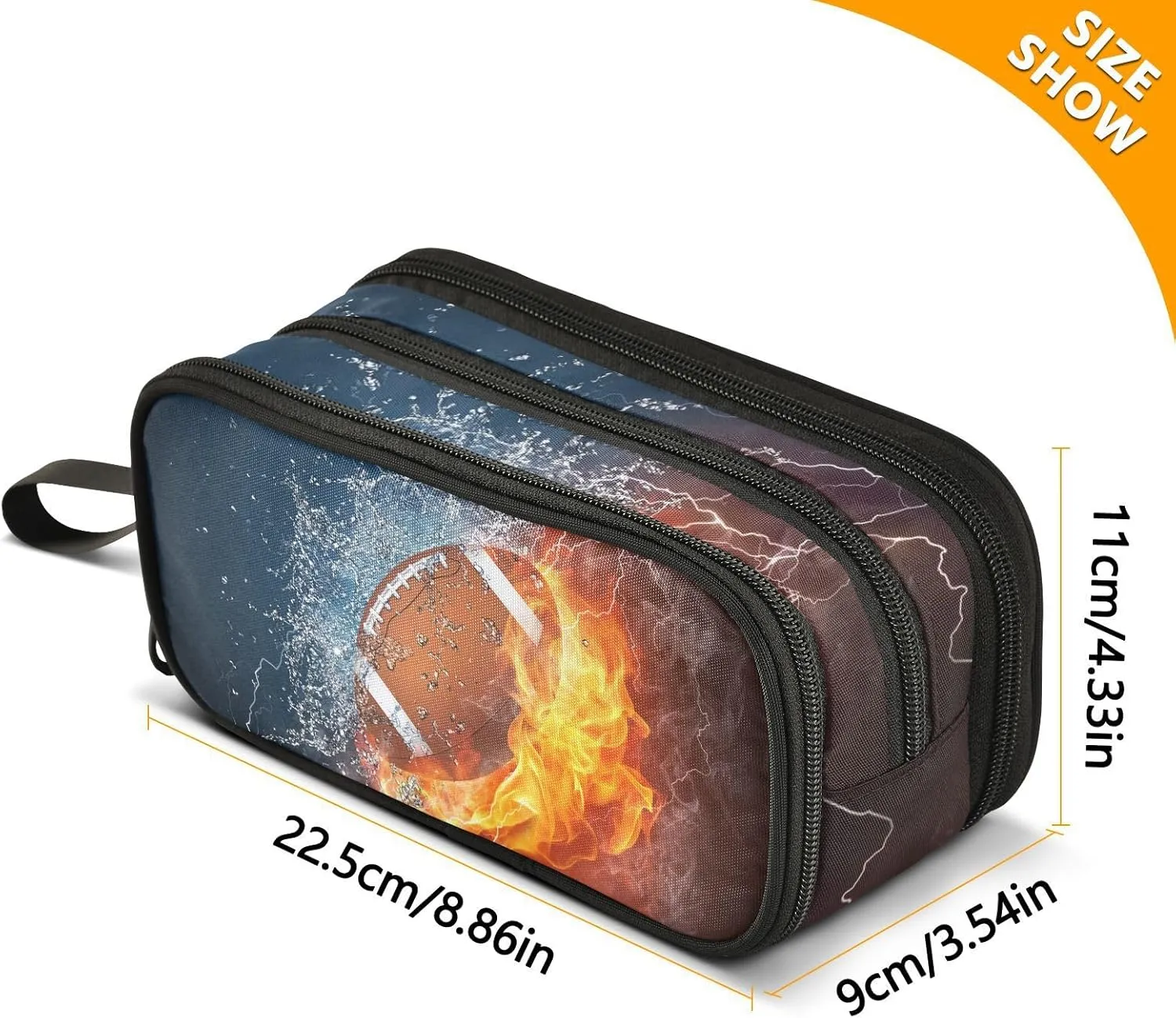 American Football Pencil Case Box Boys Girls Large Pencil Pouch with Zipper Compartments Big Capacity Stationery Pen Bag Organizer for Kids Teens Adults School