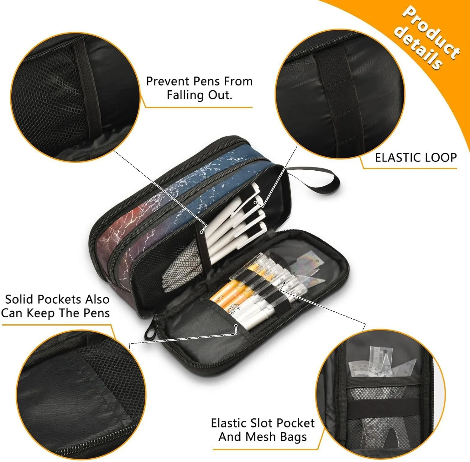 American Football Pencil Case Box Boys Girls Large Pencil Pouch with Zipper Compartments Big Capacity Stationery Pen Bag Organizer for Kids Teens Adults School