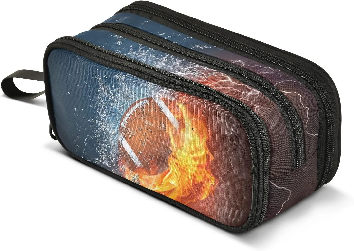 American Football Pencil Case Box Boys Girls Large Pencil Pouch with Zipper Compartments Big Capacity Stationery Pen Bag Organizer for Kids Teens Adults School