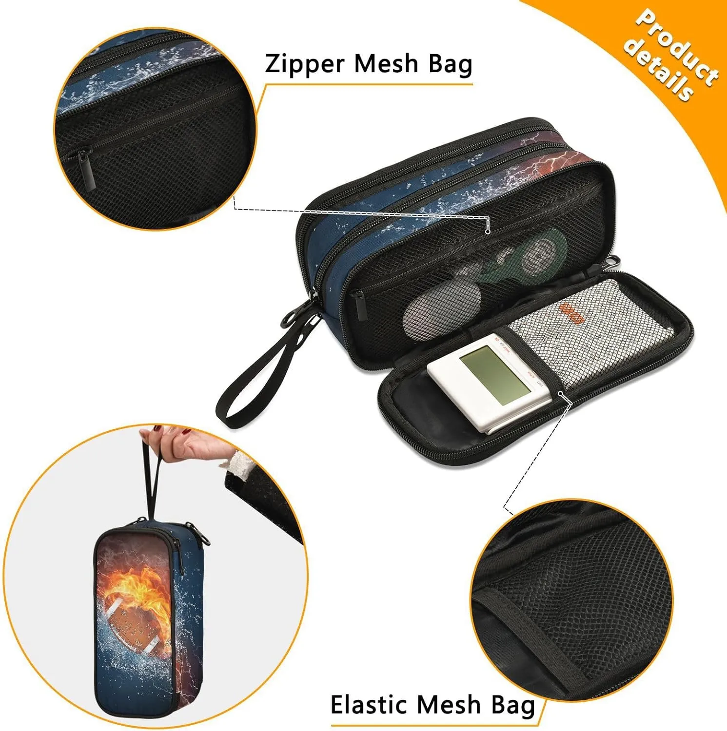 American Football Pencil Case Box Boys Girls Large Pencil Pouch with Zipper Compartments Big Capacity Stationery Pen Bag Organizer for Kids Teens Adults School