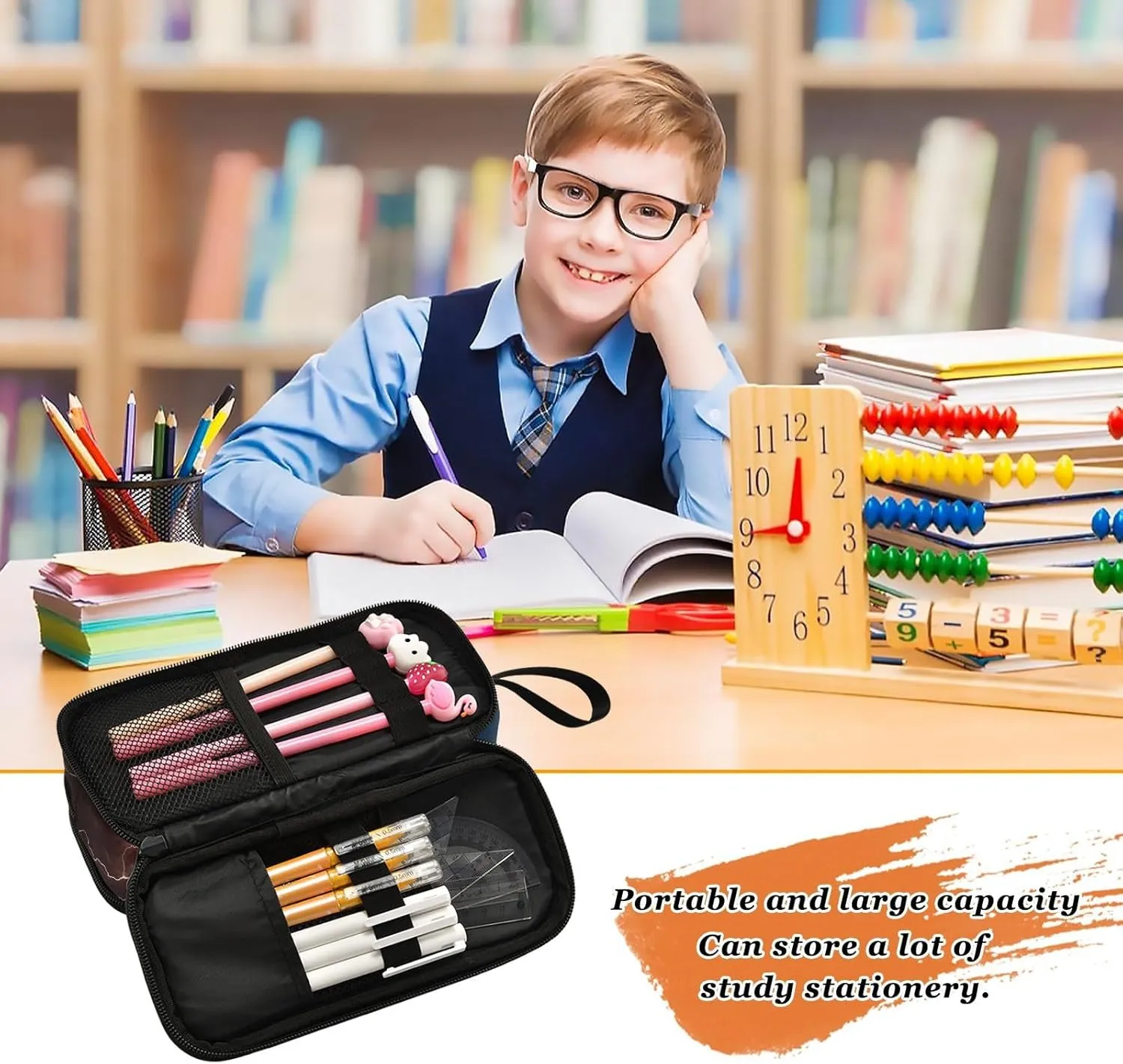 American Football Pencil Case Box Boys Girls Large Pencil Pouch with Zipper Compartments Big Capacity Stationery Pen Bag Organizer for Kids Teens Adults School