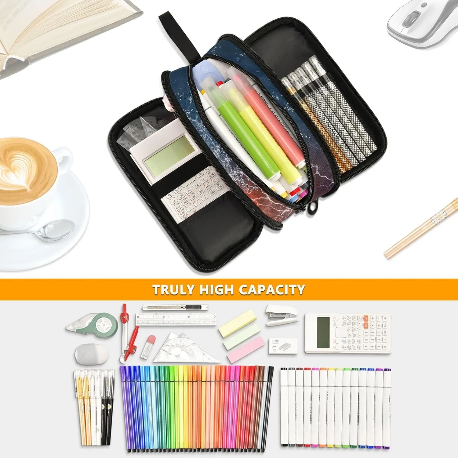 American Football Pencil Case Box Boys Girls Large Pencil Pouch with Zipper Compartments Big Capacity Stationery Pen Bag Organizer for Kids Teens Adults School