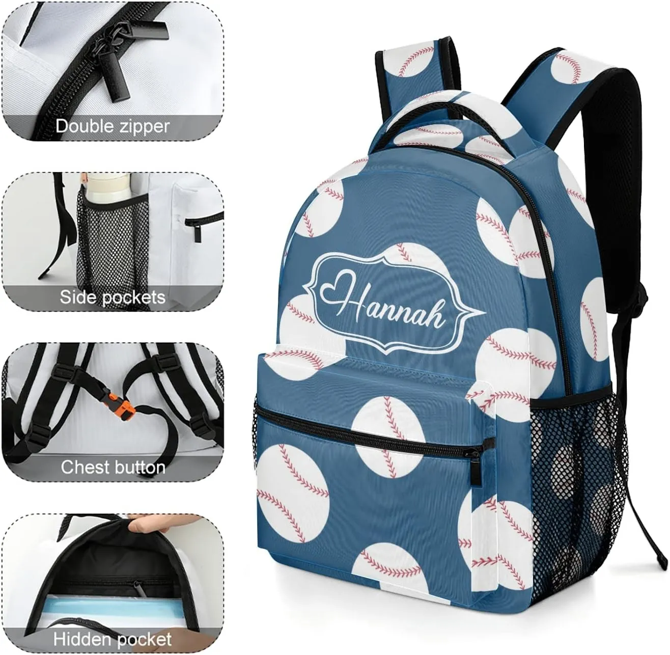 American Sport Baseball Backpack Personalized Name Waterproof for Boys Girls Gift
