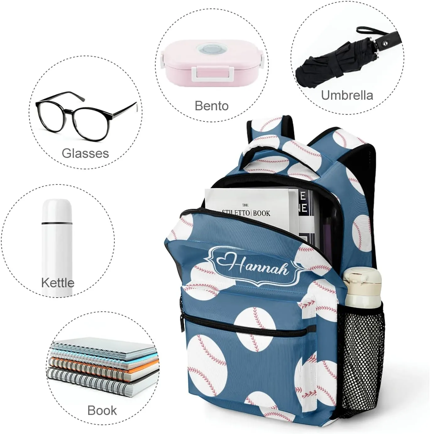 American Sport Baseball Backpack Personalized Name Waterproof for Boys Girls Gift