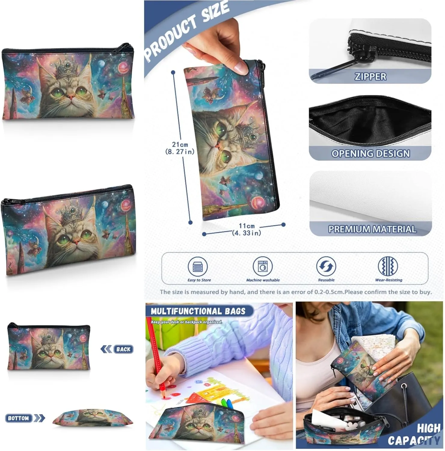 AmzPrint Snowshoe Cat Backpack Matching Lunch Box Combo For Boys Elementary School 3 In 1 Backpack Set