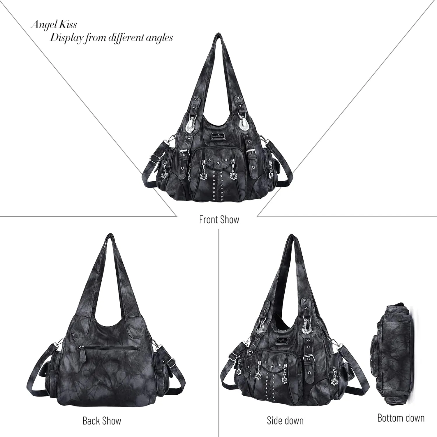 Angel Kiss Purses for Women Soft PU Leather Large Hobo Bags for Women Shoulder Bag