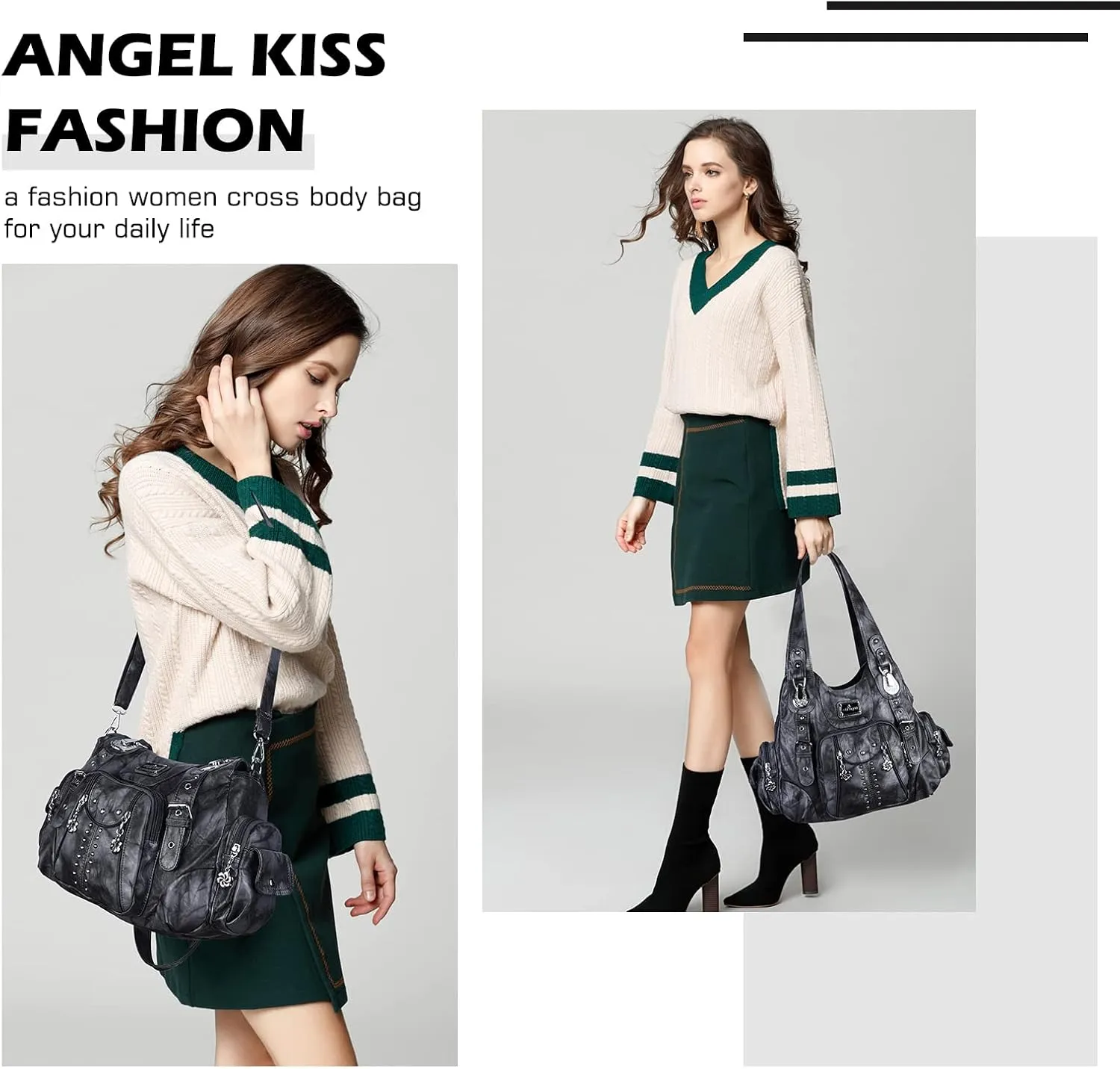 Angel Kiss Purses for Women Soft PU Leather Large Hobo Bags for Women Shoulder Bag