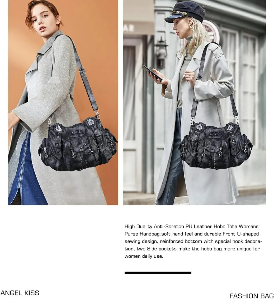 Angel Kiss Purses for Women Soft PU Leather Large Hobo Bags for Women Shoulder Bag