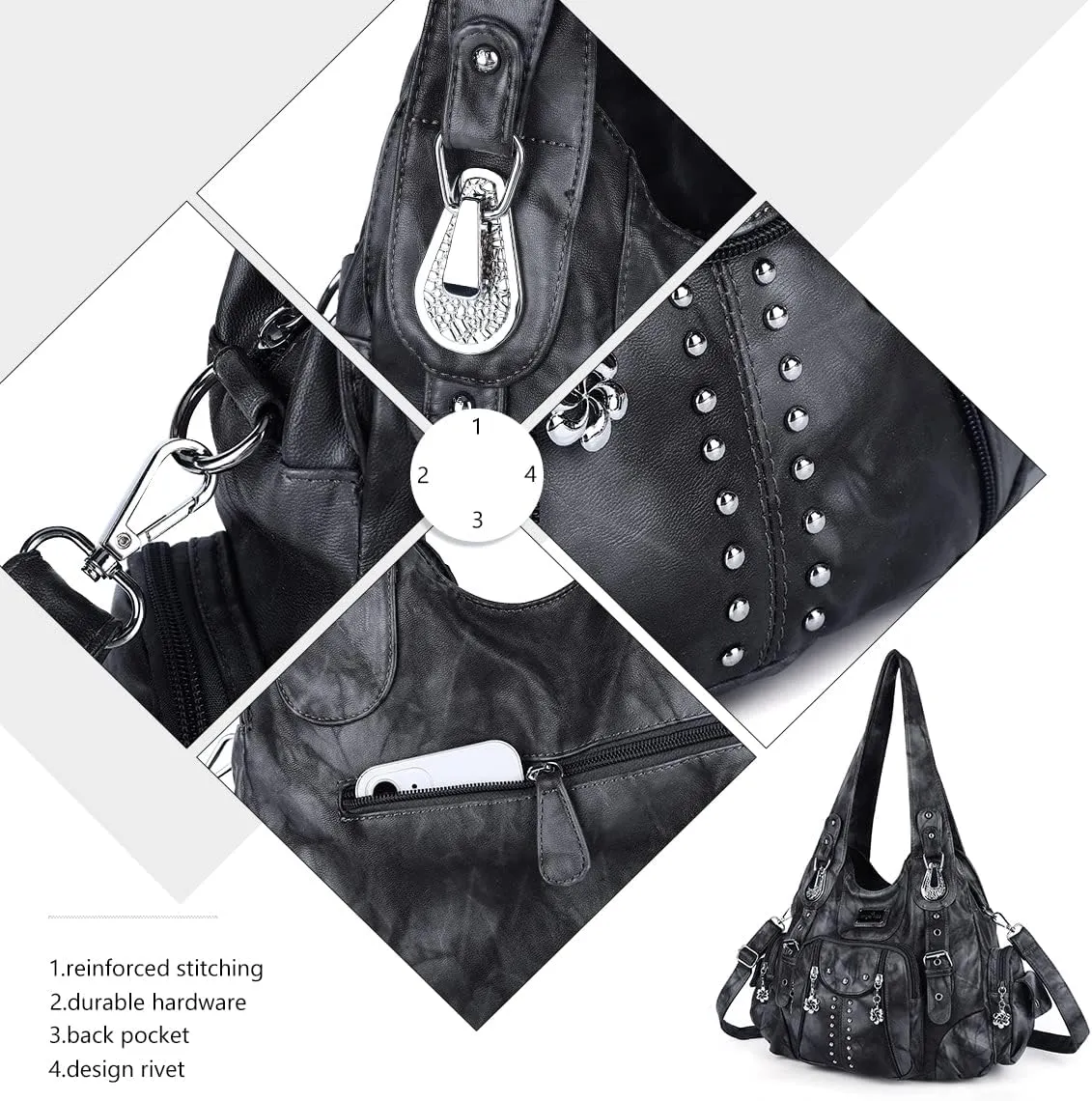 Angel Kiss Purses for Women Soft PU Leather Large Hobo Bags for Women Shoulder Bag
