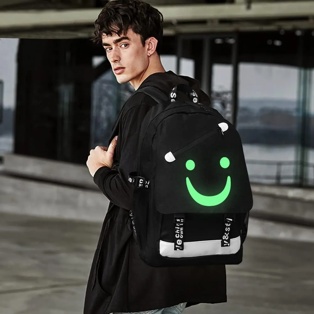 Anime Laugh Backpack for Boys,School Bags Glow Bookbags for Teenagers
