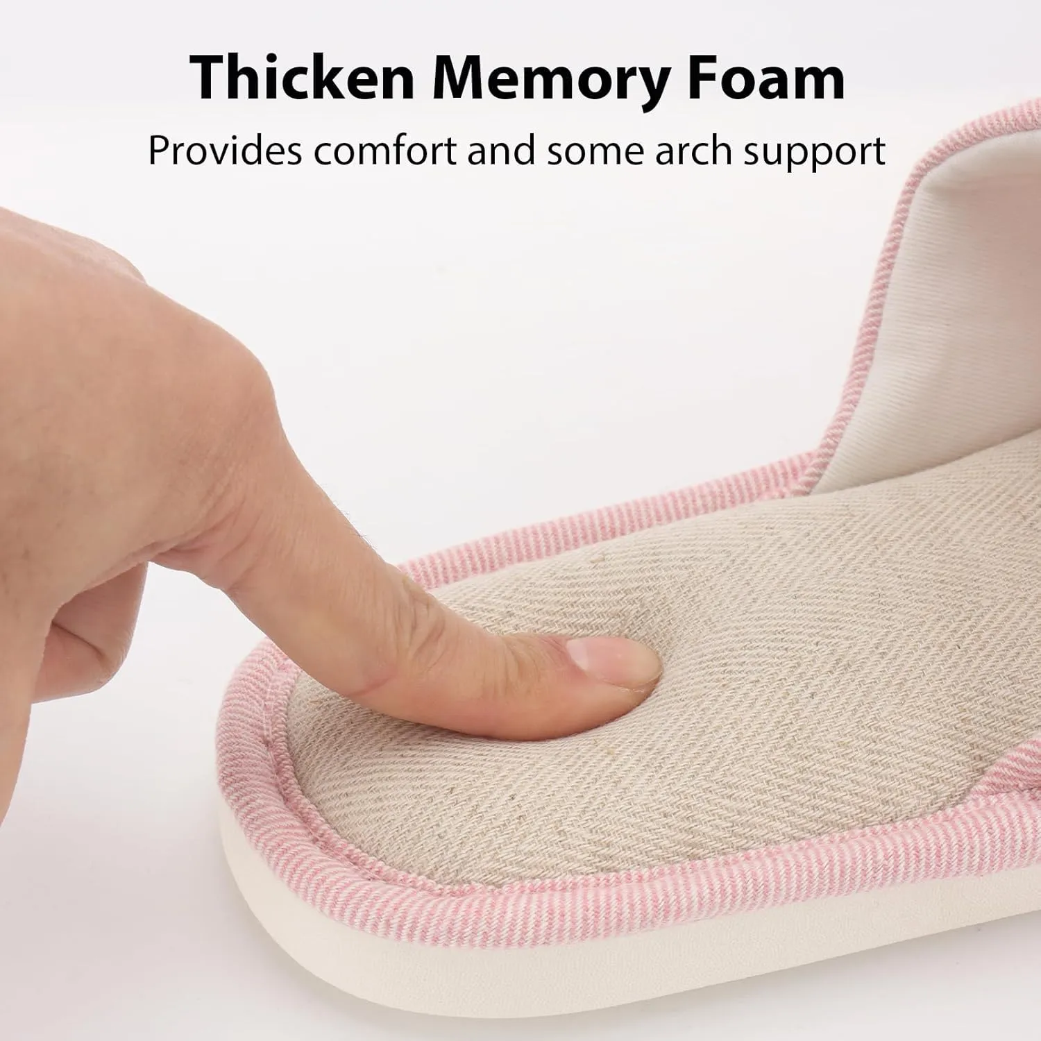 Anmerl Summer House Slippers for Women & Men, Indoor/Outdoor Open Toe Washable Slides with Non-Slip Sole, Breathable Cotton Linen Shower Shoes for Home Travel Spa
