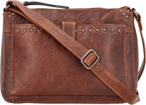 Anti-Theft Leah Buffalo Leather Sling Crossbody Handbag with Locking Zippers