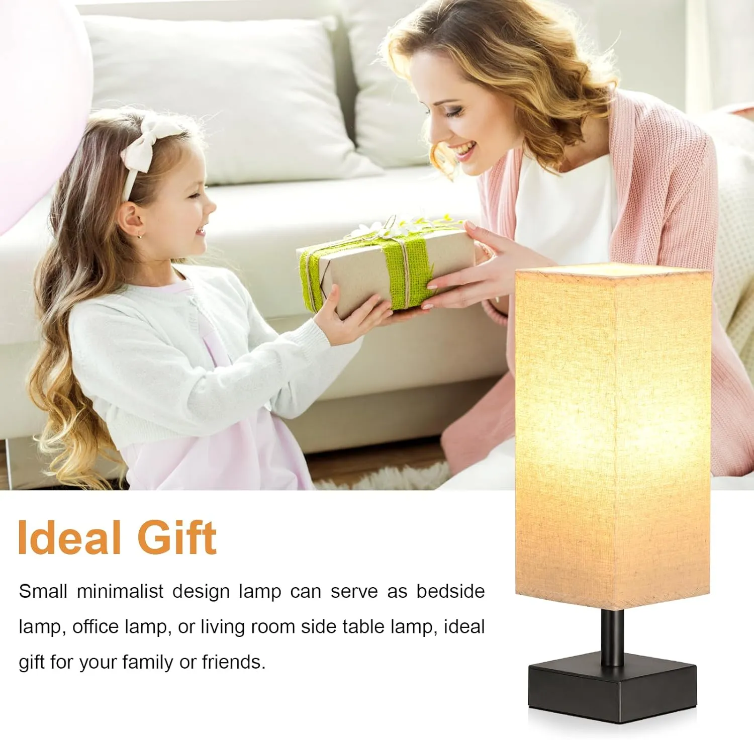 aooshine Beige Small Table Lamp for Bedroom, Minimalist Night Stand Light Lamp for Nightstand, Desk Reading Lamp for Kids Room
