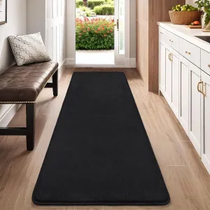 AROGAN Shag Runner Rug for Hallways, 2x6 Feet Washable Rugs with Memory Foam for Bedroom, Entryway Indoor Fluffy Throw Rug for Bedside Living Room Kids Girls Nursery Dorm Room Decor, Black